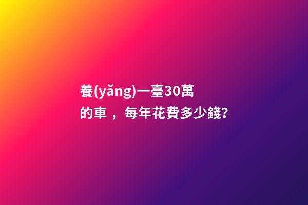 養(yǎng)一臺30萬的車，每年花費多少錢？